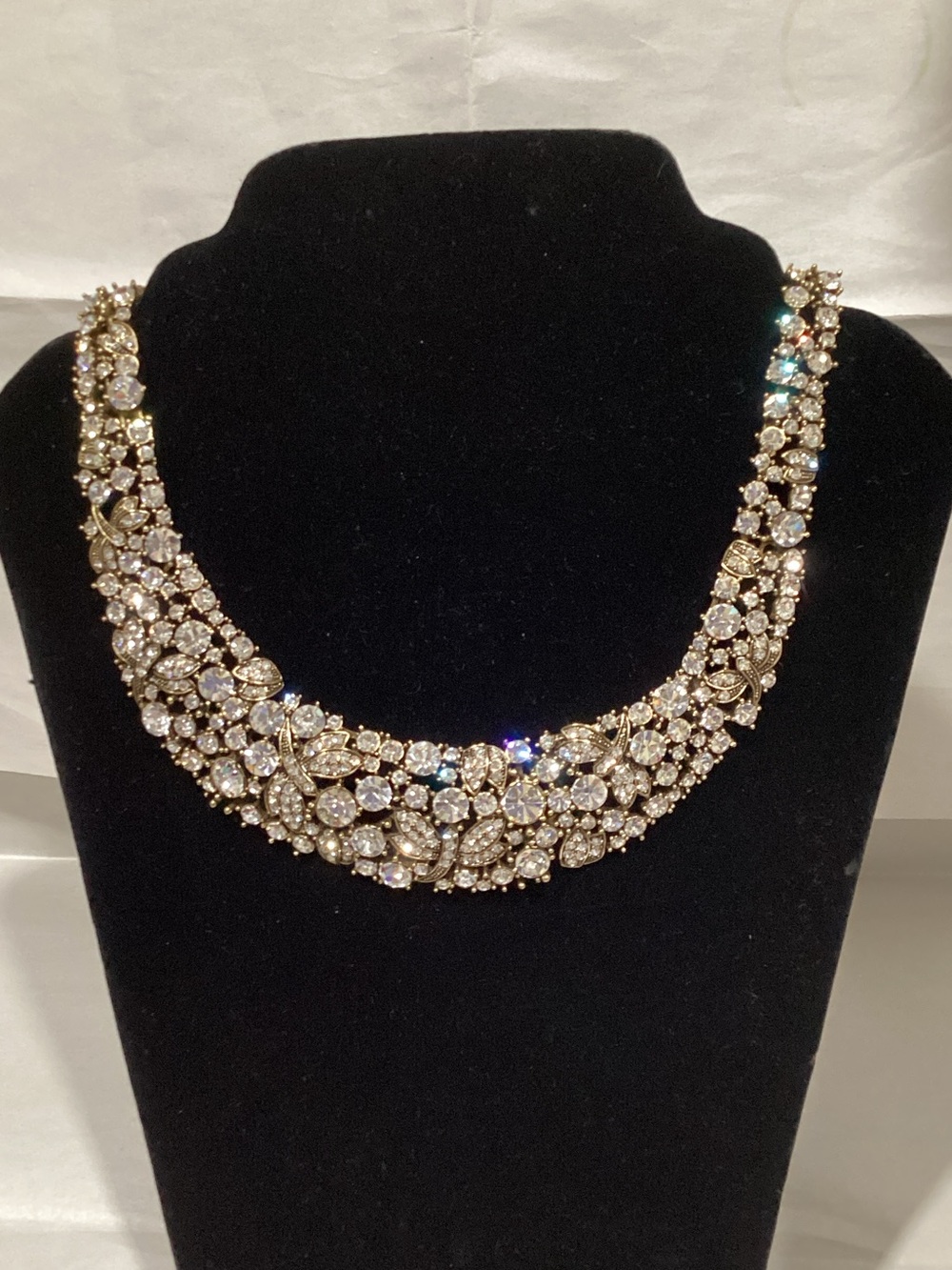 Heidi Daus Gold-tone Clear Crystal Bib Necklace